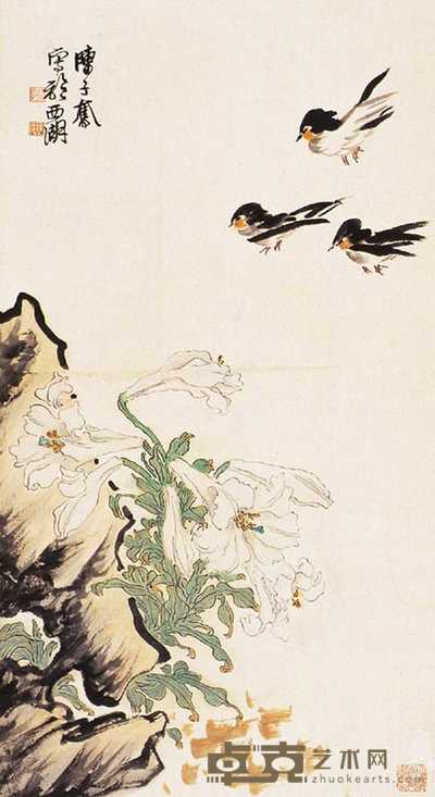 陈子奋 花鸟 立轴 80×44cm